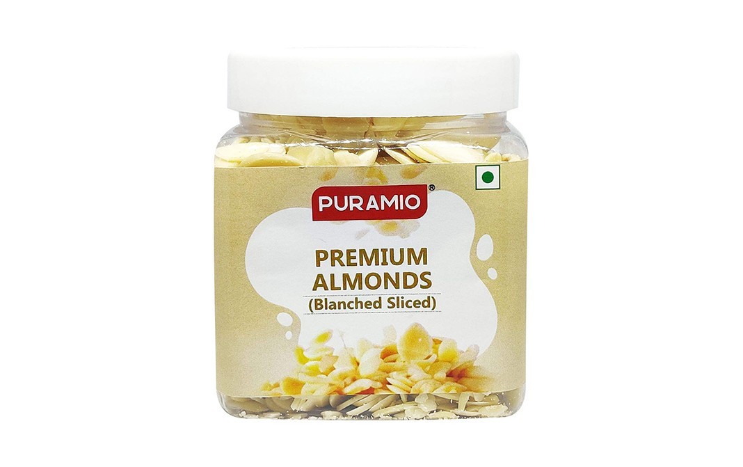 Puramio Premium Almonds (Blanched Sliced)   Plastic Jar  250 grams